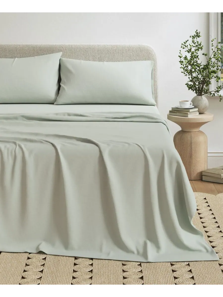 Комплект постельного белья из меланжевого хлопкового трикотажа Linery & Co, Green, Twin XL