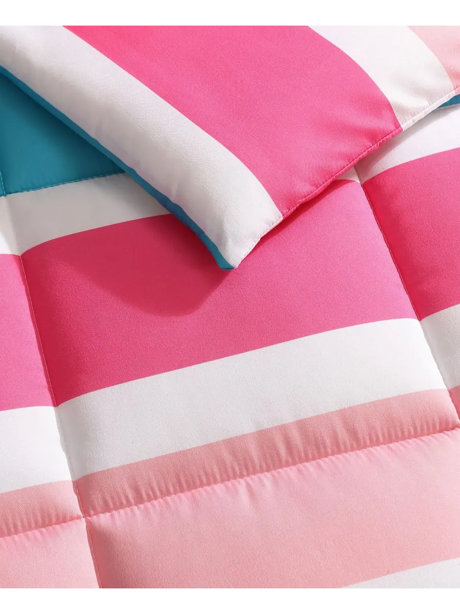 Комплект постельного белья Cru Stripe из микрофибры, 3 предмета, размер Twin Nautica — изображение 4 из 10, розовый розовый