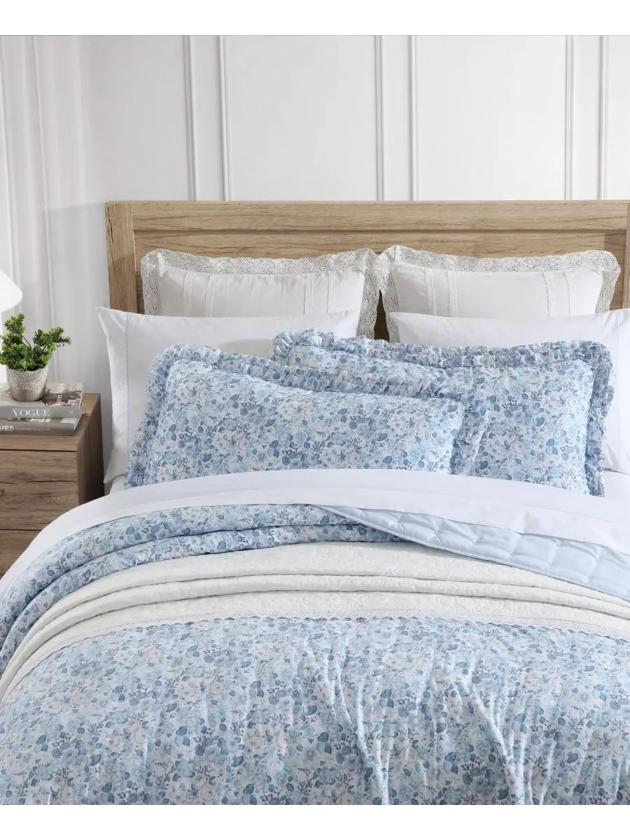 Комплект постельного белья Quartet Dot из 2 предметов, размер Twin Laura Ashley — изображение 3 из 8, синий