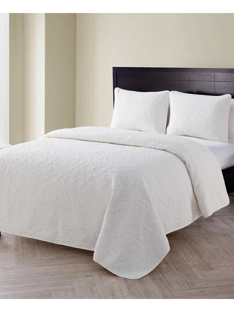 Комплект постельного белья Caroline Embossed из 2 предметов, размер Twin VCNY Home — изображение 2 из 7, яркий белый