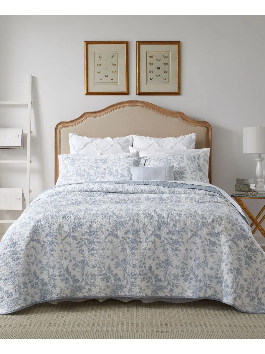 Двусторонний стеганый комплект из двух предметов из хлопка amberley, размер twin. Laura Ashley — изображение 1 из 9, синий