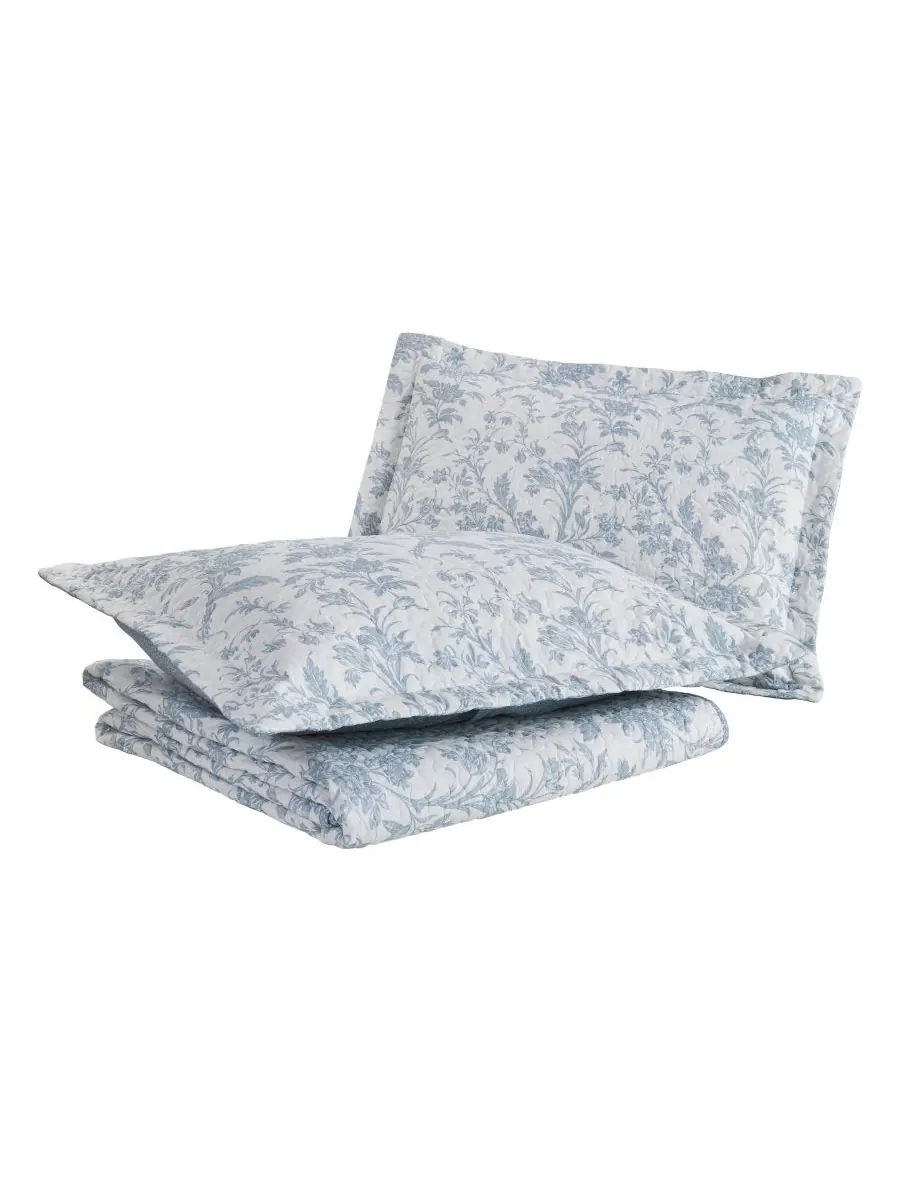 Двусторонний стеганый комплект из двух предметов из хлопка amberley, размер twin. Laura Ashley — изображение 5 из 9, синий