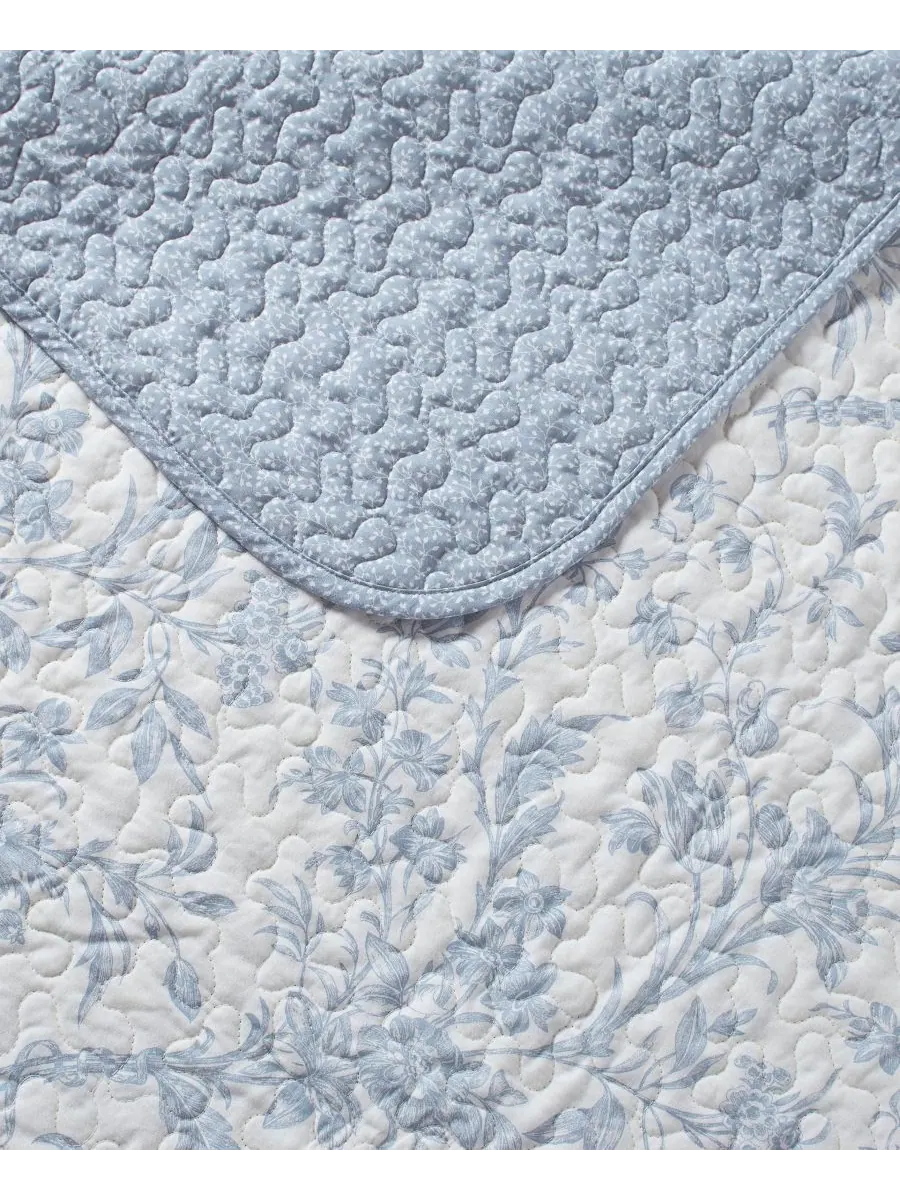 Двусторонний стеганый комплект из двух предметов из хлопка amberley, размер twin. Laura Ashley — изображение 8 из 9, синий