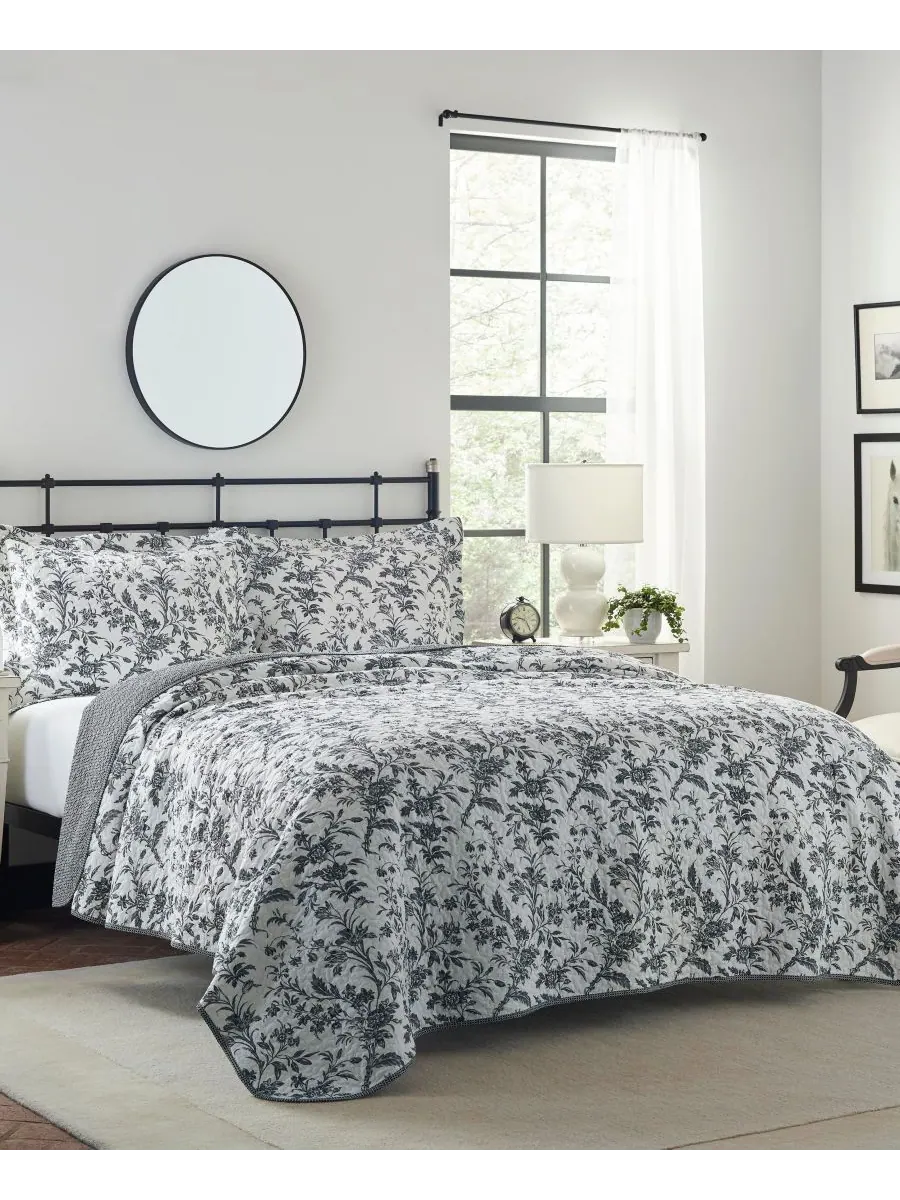 Двусторонний стеганый комплект из двух предметов из хлопка amberley, размер twin. Laura Ashley — изображение 1 из 9
