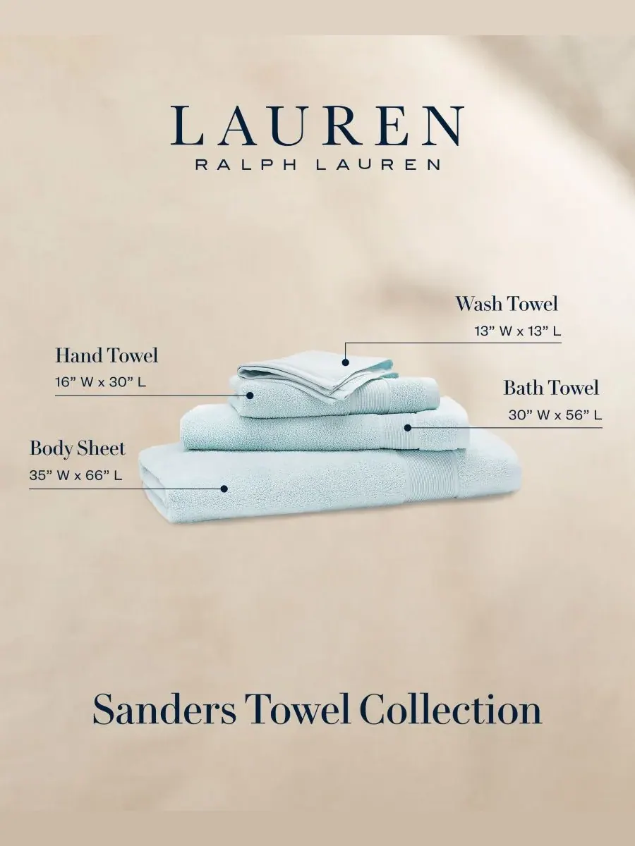 Сандерс, однотонная антимикробная хлопковая банное полотенце, 89 x 168 см Lauren Ralph Lauren — изображение 3 из 3, синий