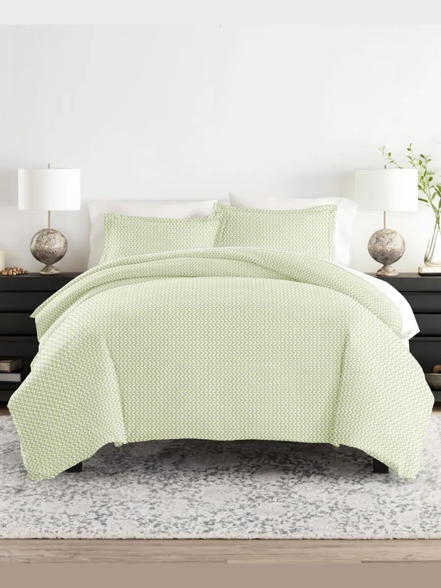 Комплект постельного белья Tranquil Sleep с узором, размер Full/Queen Ienjoy Home, цвет sage chevron