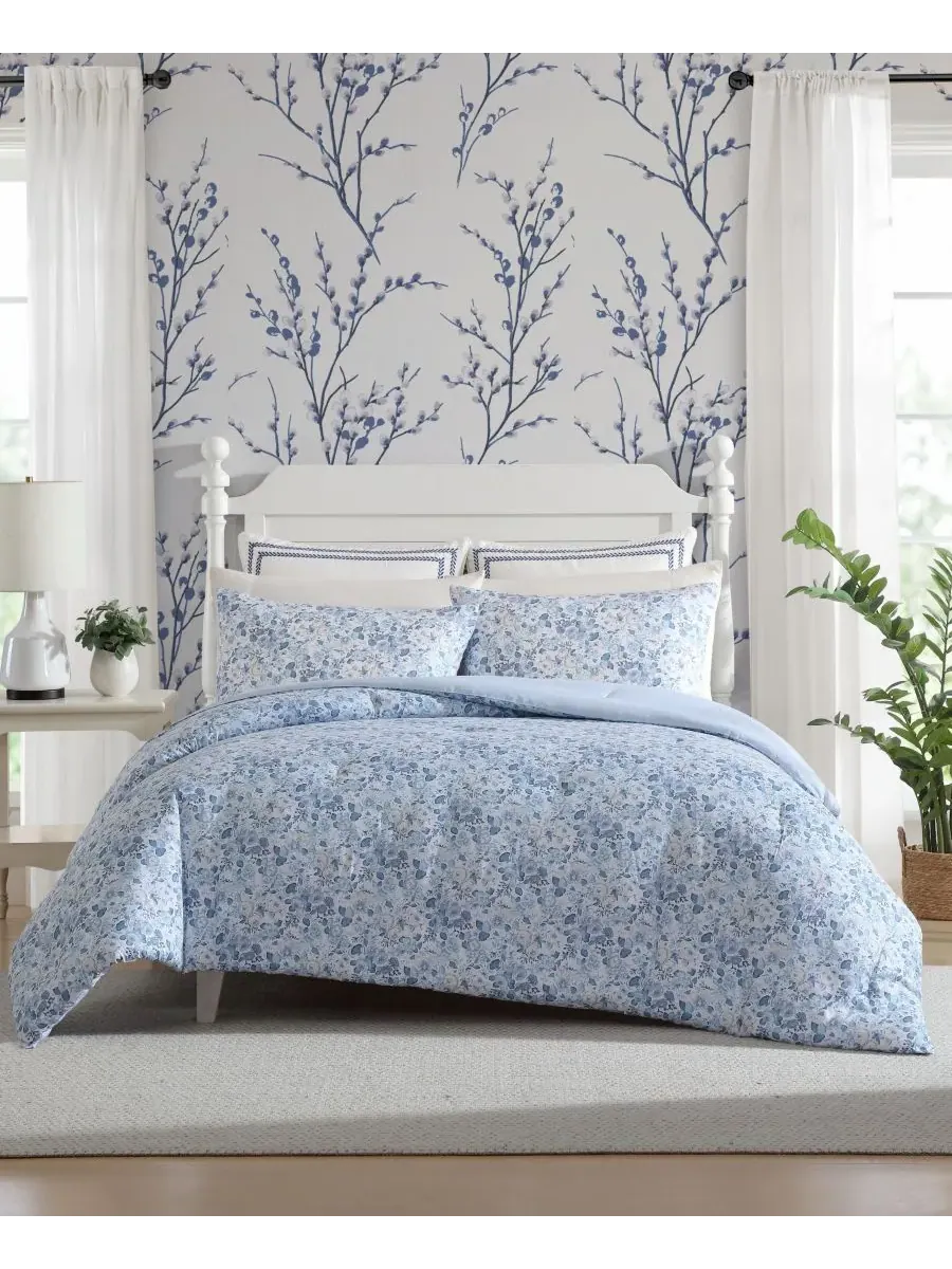 Двусторонний комплект постельного белья Quartet из 3 предметов, размер King Laura Ashley — изображение 1 из 7, синий
