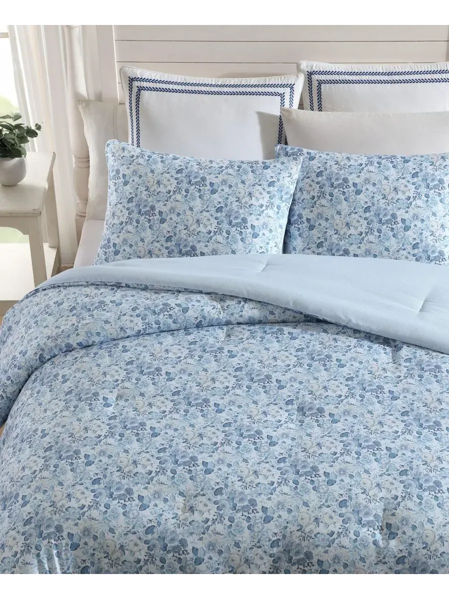 Двусторонний комплект постельного белья Quartet из 3 предметов, размер King Laura Ashley — изображение 4 из 7, синий