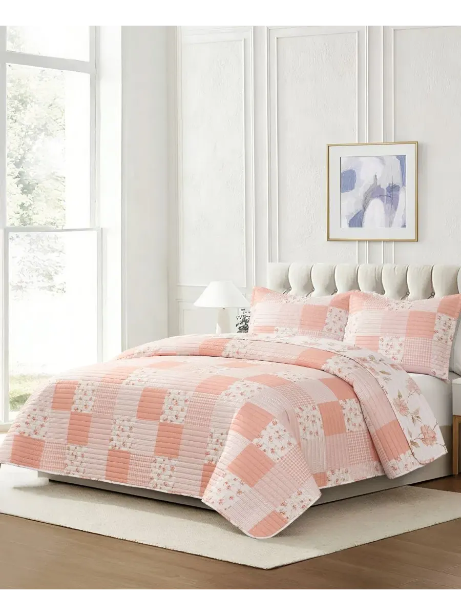 Комплект из трех двусторонних стеганых одеял Pinsonic Patchwork, размер King Chelsea Loft — изображение 3 из 7, мульти