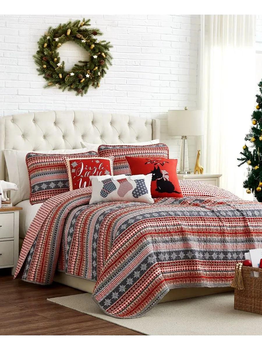 Набор стеганых покрывал Cozy Cottage Holiday Reversible Quilt Set Southshore Fine Linens — изображение 1 из 4, мульти