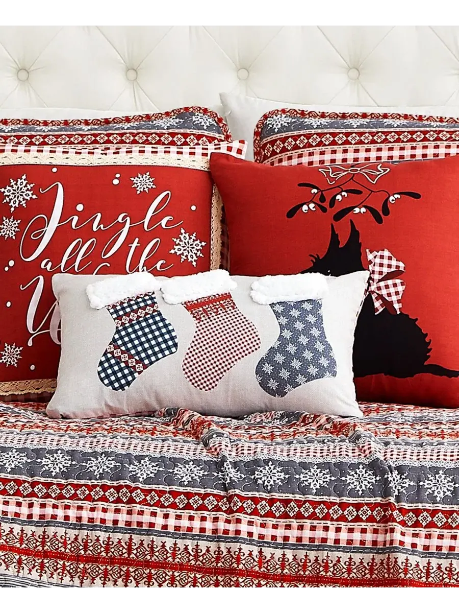 Набор стеганых покрывал Cozy Cottage Holiday Reversible Quilt Set Southshore Fine Linens — изображение 3 из 4, мульти