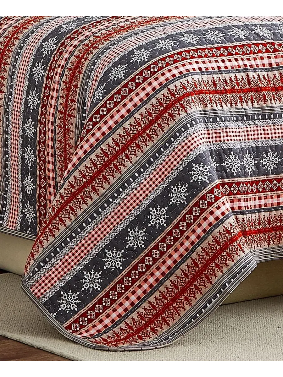 Набор стеганых покрывал Cozy Cottage Holiday Reversible Quilt Set Southshore Fine Linens — изображение 4 из 4, мульти