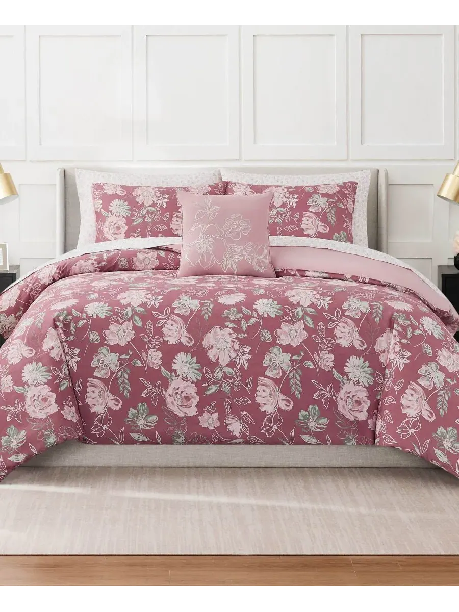 Комплект постельного белья 8 предметов Shilo Floral Nine West — изображение 1 из 11, розовый