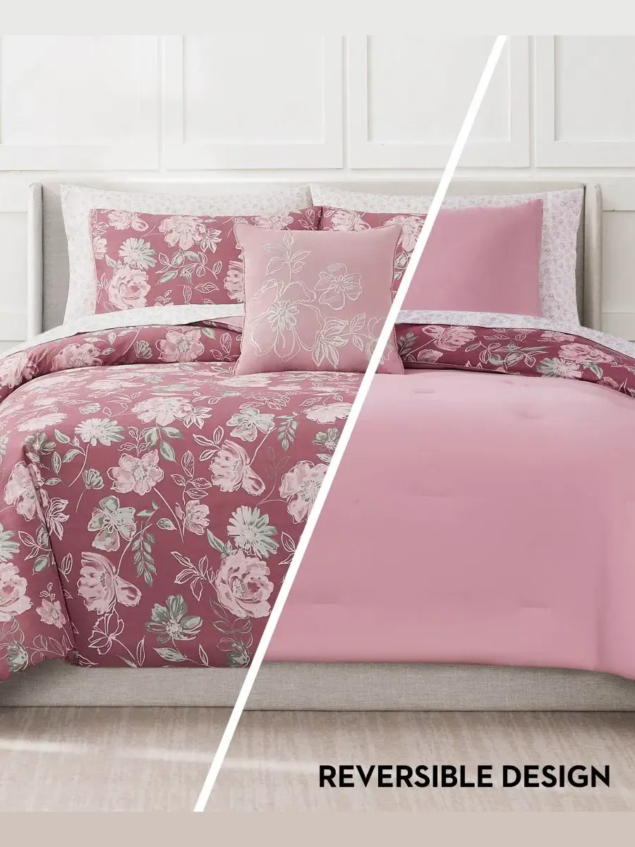 Комплект постельного белья 8 предметов Shilo Floral Nine West — изображение 10 из 11, розовый