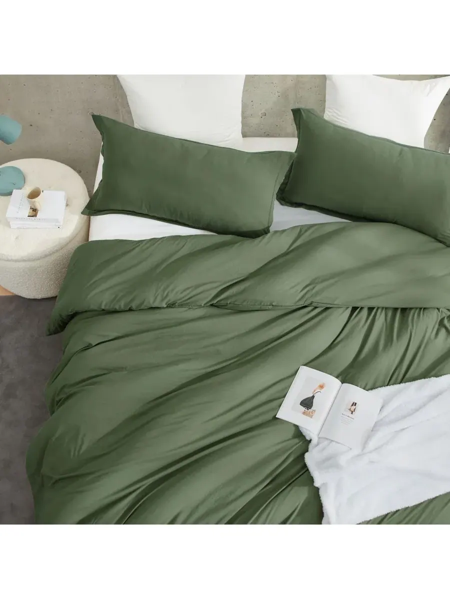 Комплект стеганого одеяла и пододеяльника Natural Loft Coma Inducer, Twin XL — изображение 2 из 4, темный зеленый