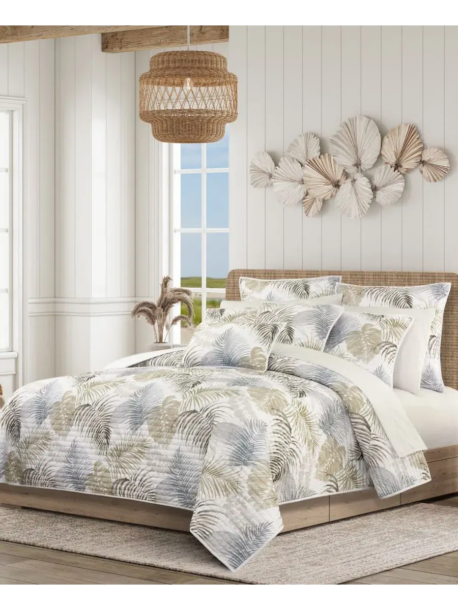 Комплект стеганого покрывала Hatteras Floral, 3 предмета, Full/Queen Salt Life — прозрачный