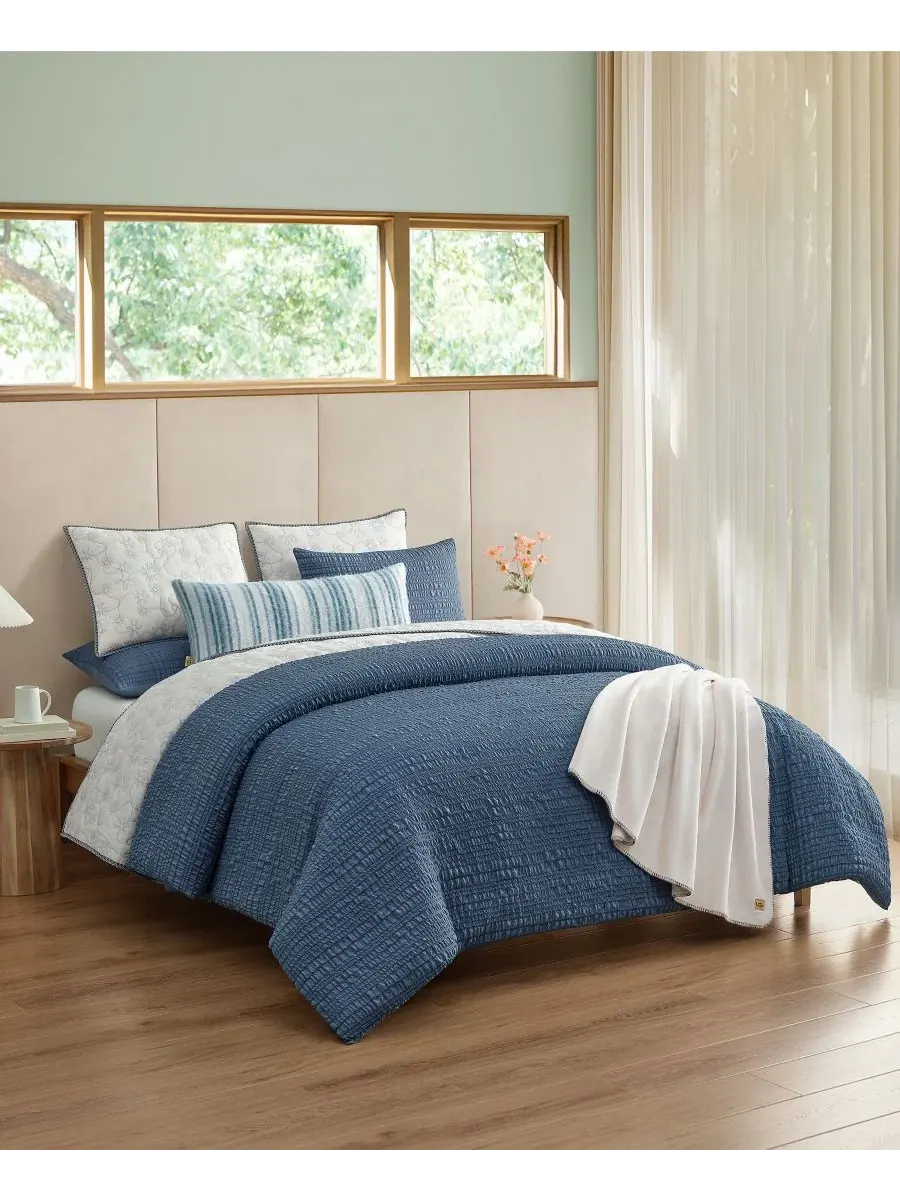 Комплект стеганого одеяла Devon Seersucker 3 предмета, King, UGG — изображение 3 из 5, синий