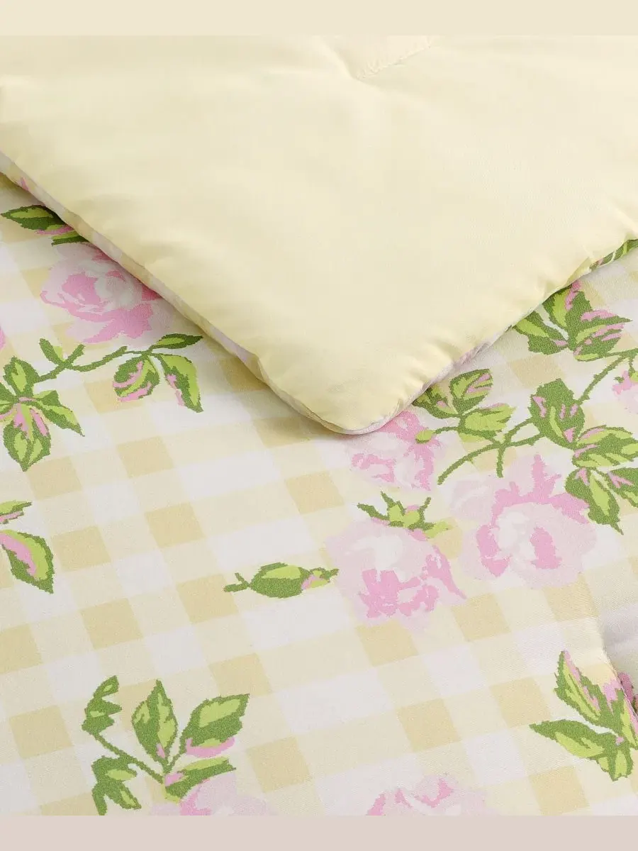 Комплект постельного белья с принтом Gingham Rose Betsey Johnson — изображение 6 из 12, желтый розовый