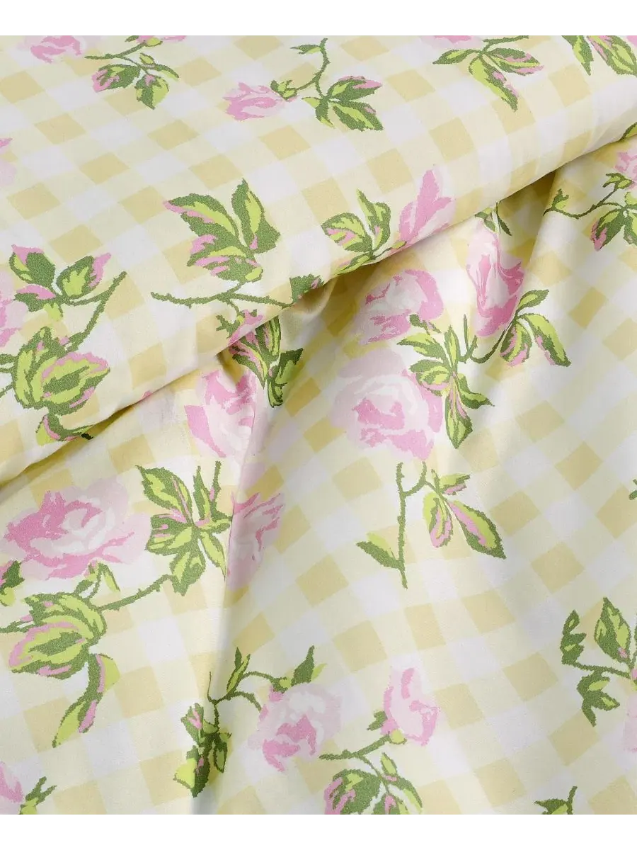 Комплект постельного белья с принтом Gingham Rose Betsey Johnson — изображение 8 из 12, желтый розовый