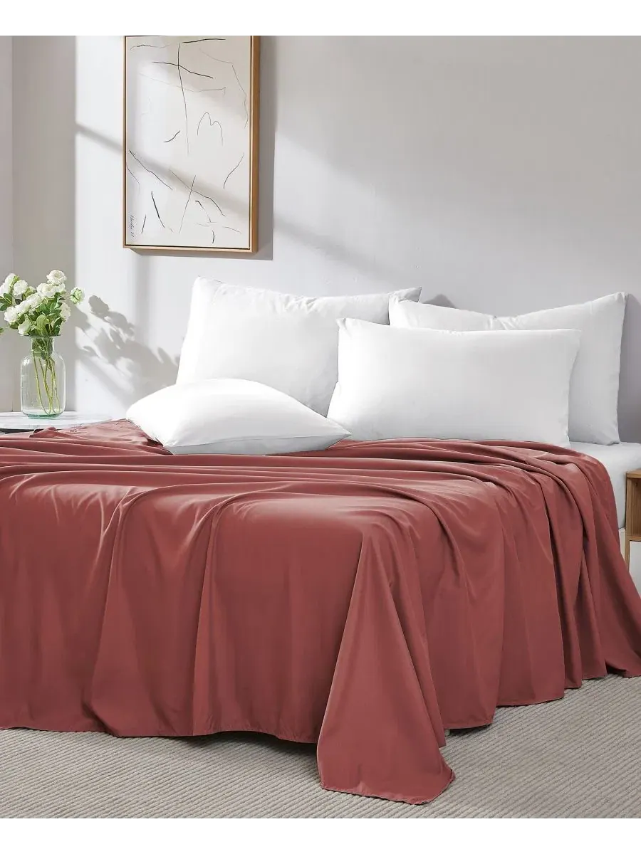 Комплект простыней из 2 шт., King, мягкая ткань Southshore Fine Linens — изображение 3 из 5, красный