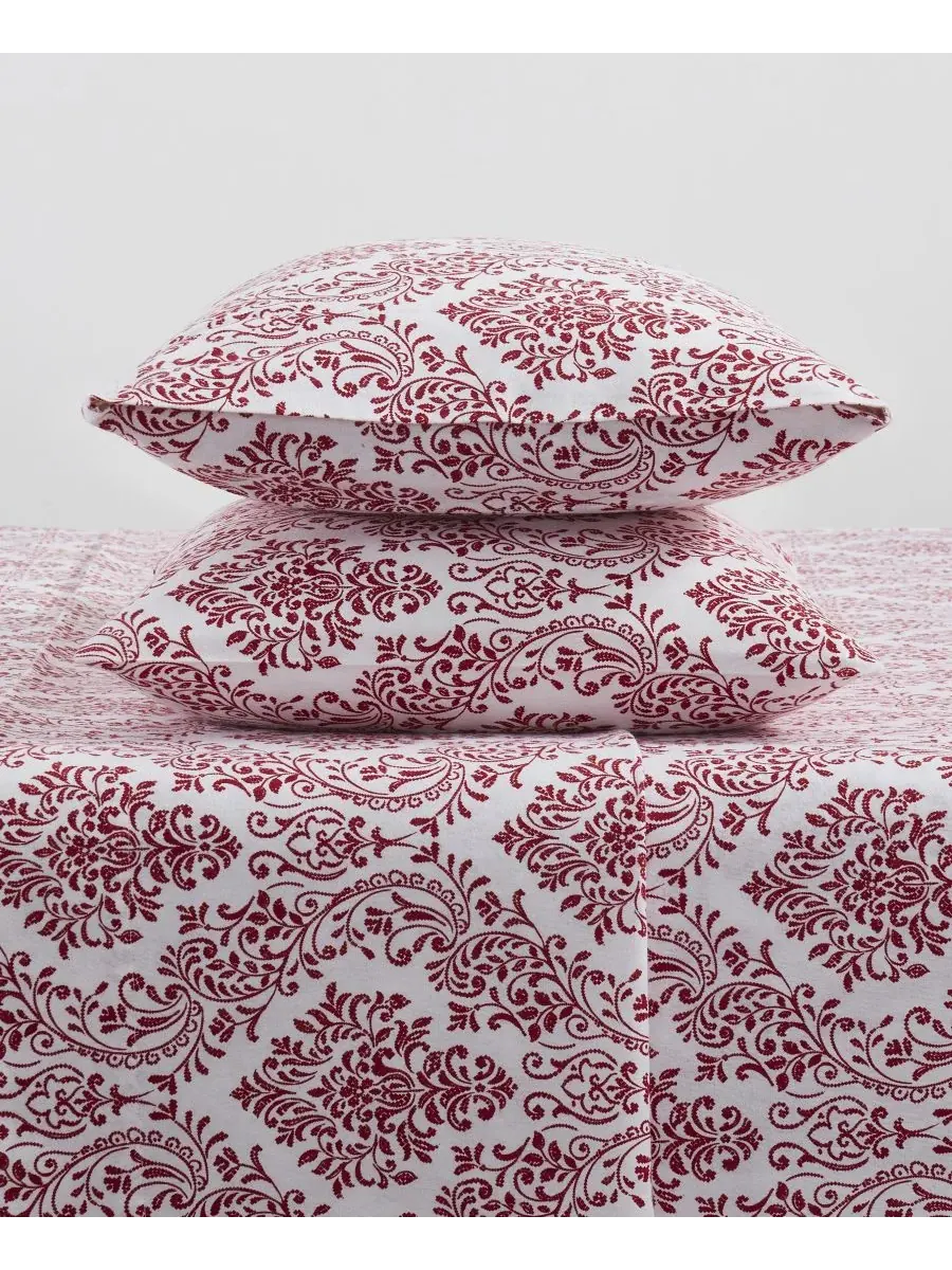 Комплект постельного белья Tahari Home Damask из 100% хлопковой фланели, 4 предмета, размер Queen — изображение 4 из 6