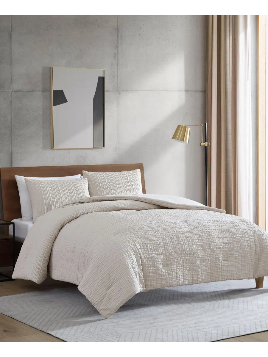 Комплект постельного белья Serenity Wavy Lines Beige Embossed, 2 предмета, размер Twin Kenneth Cole — изображение 2 из 10