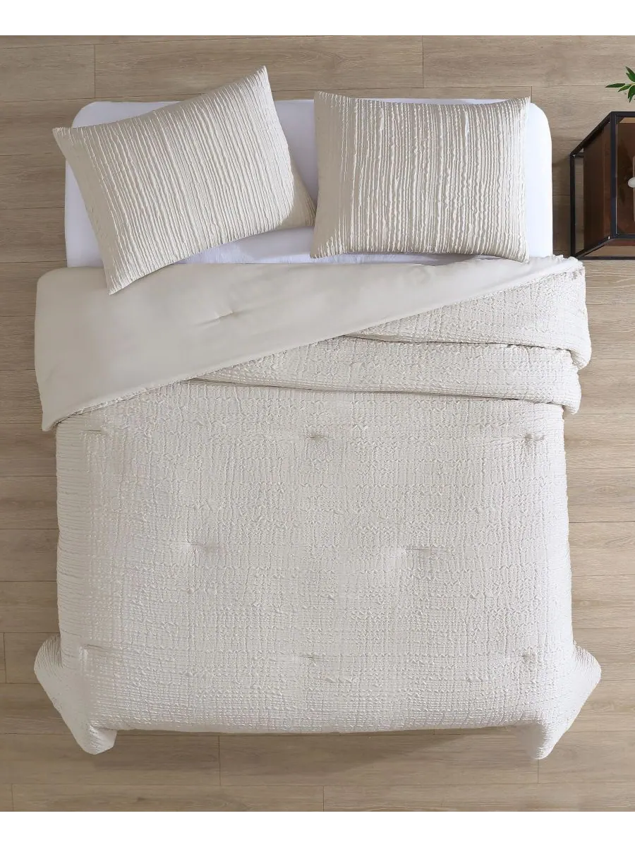 Комплект постельного белья Serenity Wavy Lines Beige Embossed, 2 предмета, размер Twin Kenneth Cole — изображение 3 из 10