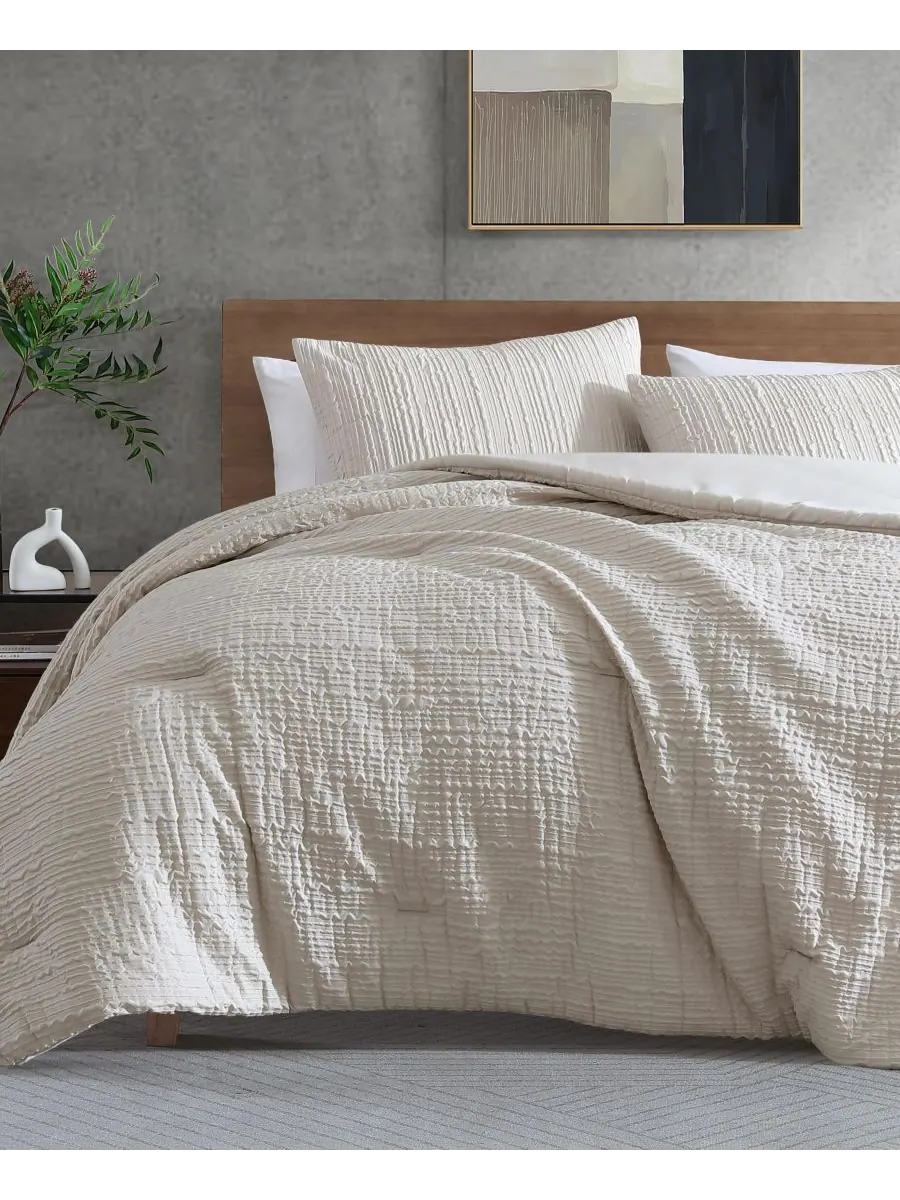 Комплект постельного белья Serenity Wavy Lines Beige Embossed, 2 предмета, размер Twin Kenneth Cole — изображение 5 из 10