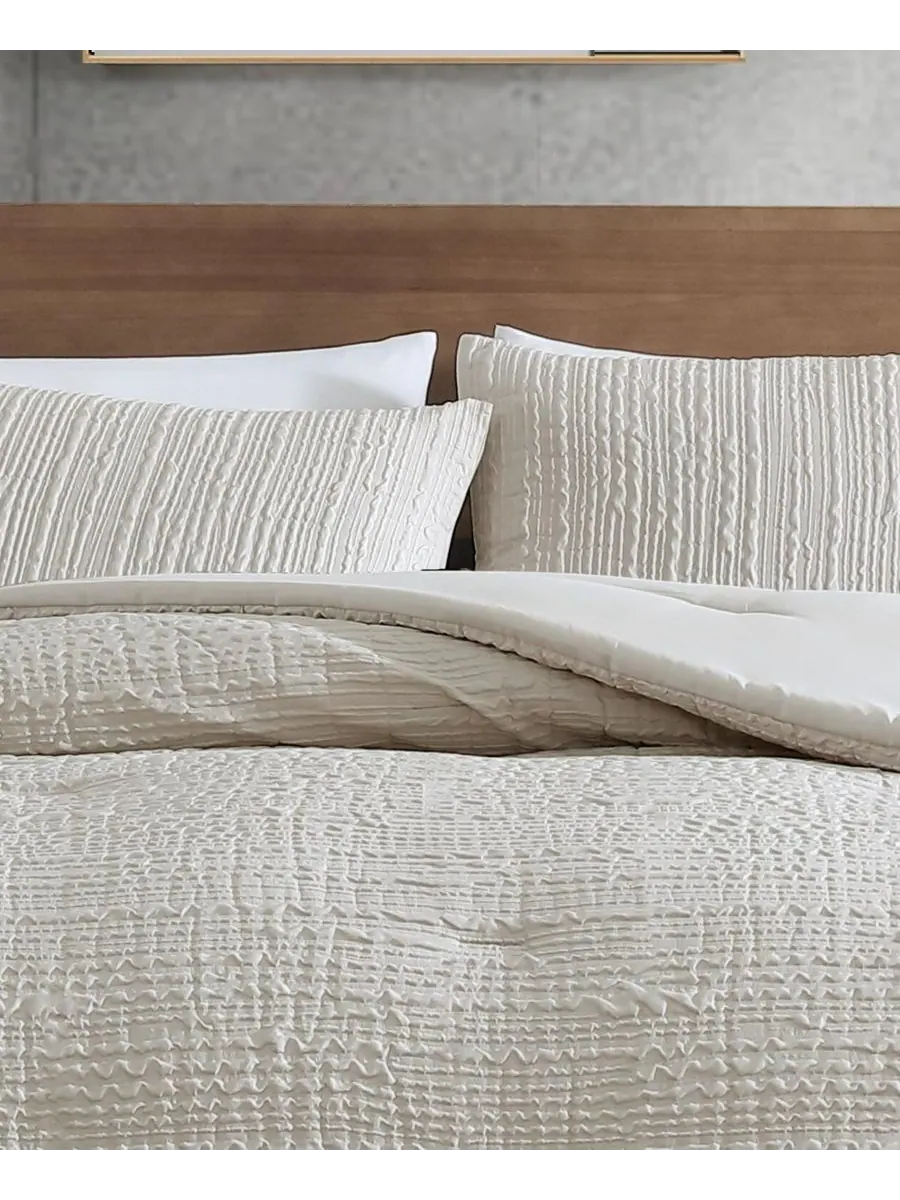 Комплект постельного белья Serenity Wavy Lines Beige Embossed, 2 предмета, размер Twin Kenneth Cole — изображение 6 из 10