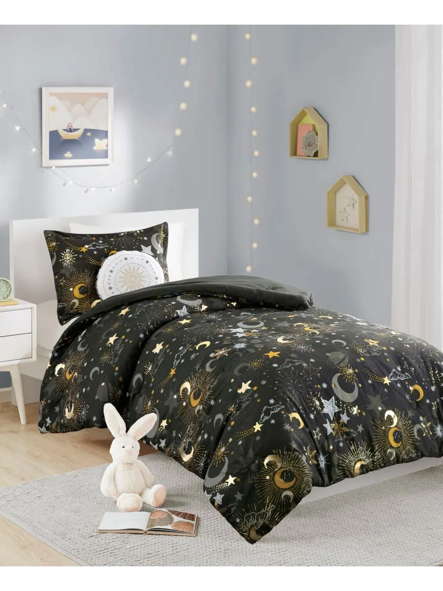 Комплект постельного белья Intelligent Design Celia Starry Sky Metallic из 4 предметов, размер — изображение 3 из 10