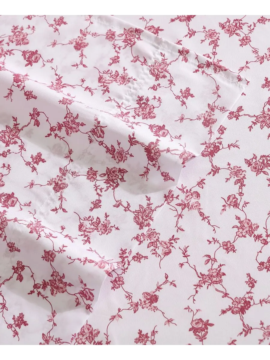 Комплект постельного белья из атласа, 4 предмета, размер King Betsey Johnson, Floral Toile — изображение 4 из 7