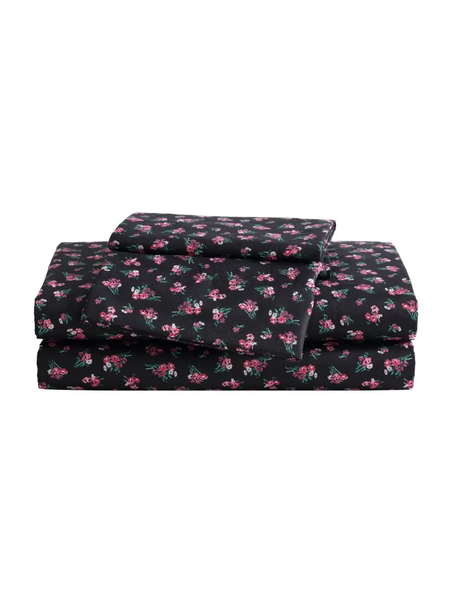 Комплект постельного белья из атласа, 4 предмета, размер King Betsey Johnson, Bouquet Ditsy