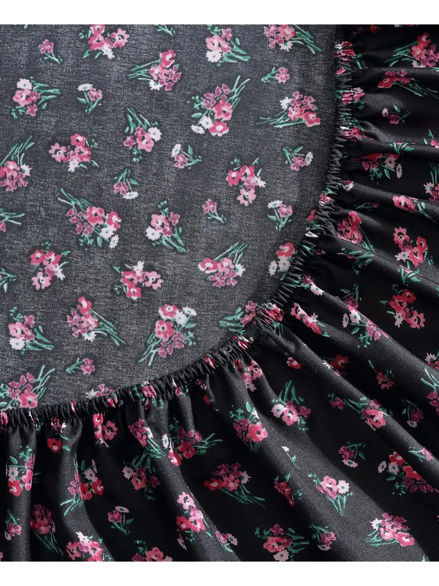 Комплект постельного белья из атласа, 4 предмета, размер King Betsey Johnson, Bouquet Ditsy — изображение 6 из 7