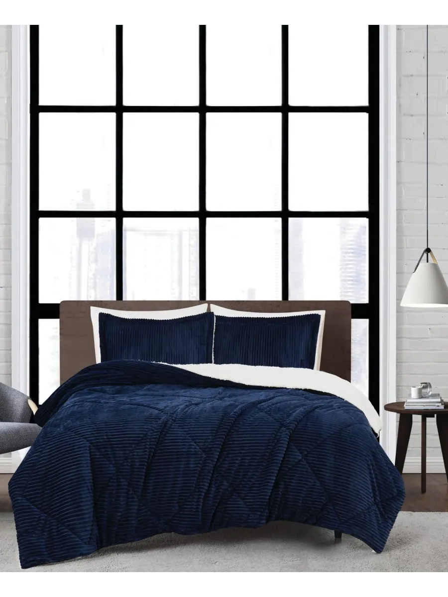 Комплект постельного белья Signature Corduroy из 3 предметов, размер King London Fog — синий