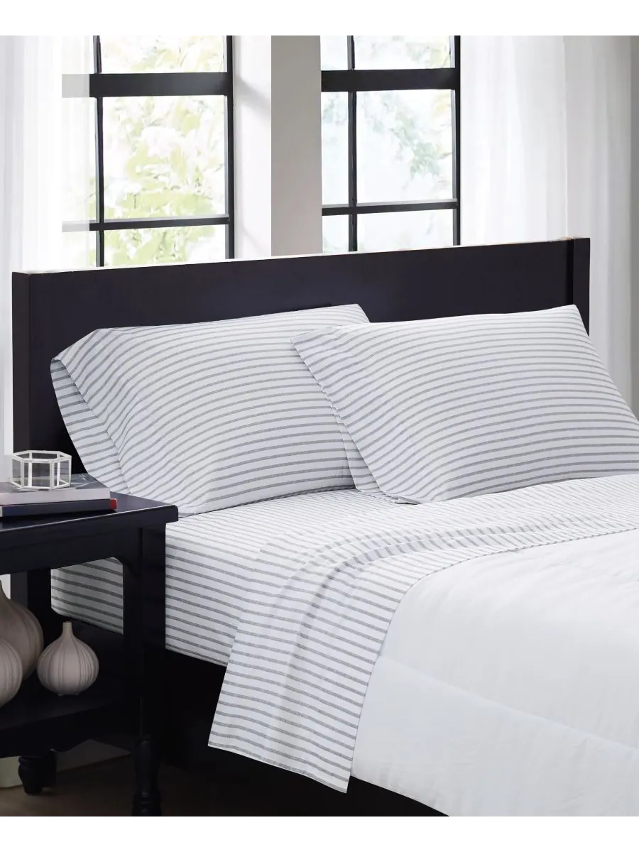 Комплект постельного белья из микрофибры с принтом, 4 предмета, размер Twin XL Truly Soft — изображение 2 из 3, белый/серый
