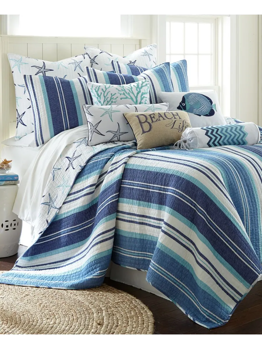 Двусторонний комплект постельного белья Camps Bay Coastal, 2 предмета, размер Twin Levtex — изображение 1 из 2, темно-синий