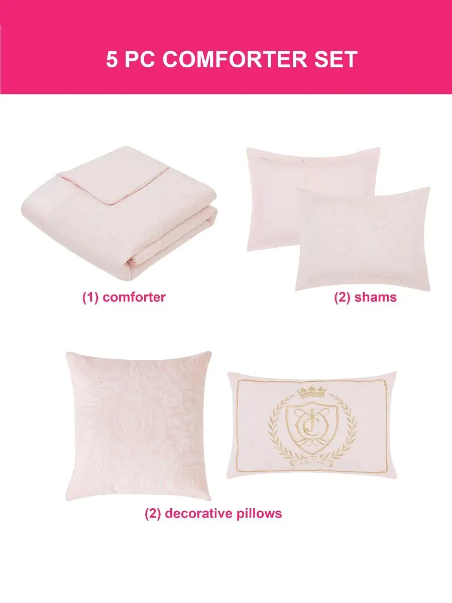 Комплект постельного белья Dovona из 5 предметов, размер King Juicy Couture — изображение 7 из 7, пудровый розовый