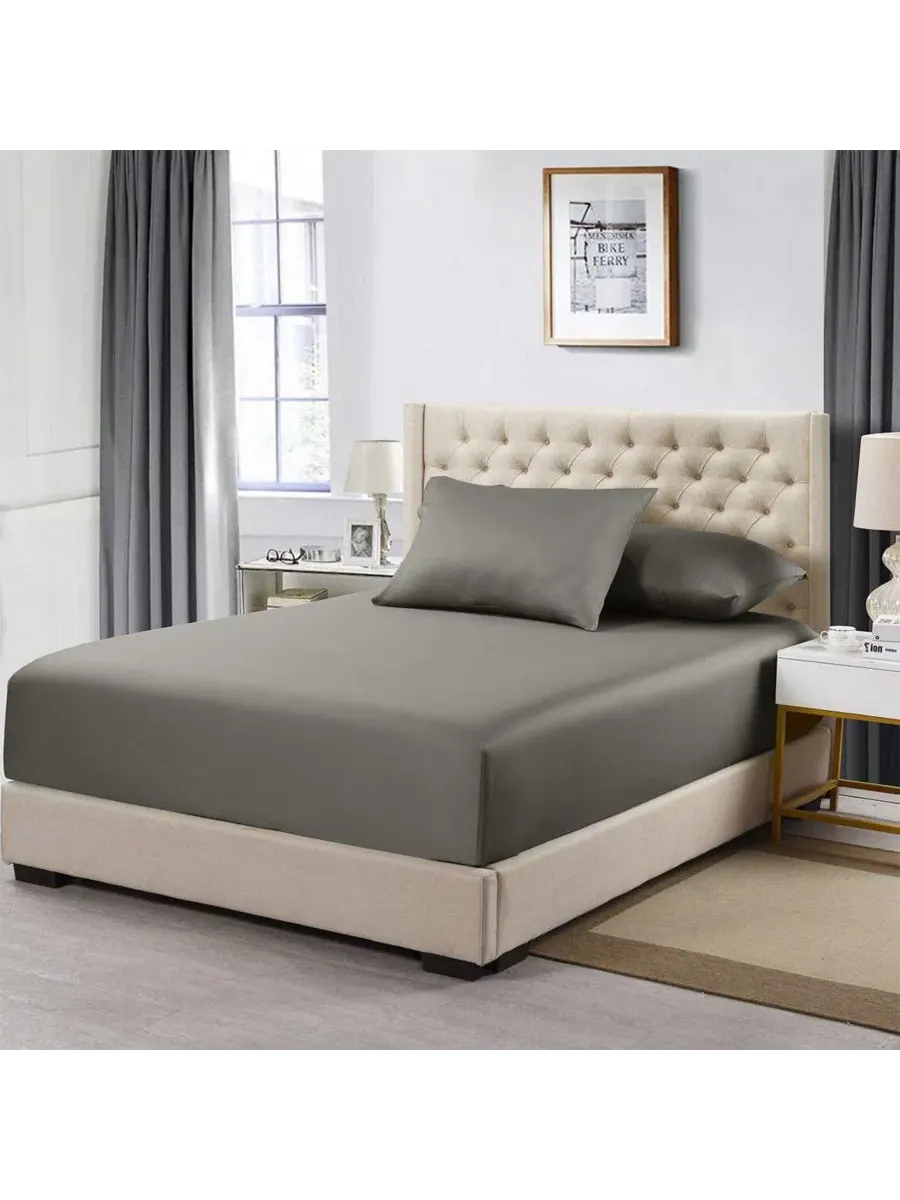 Простыня на резинке King 80x203 см с глубокими карманами 40 см, Bamboo Cotton Hybrid Egyptian Linens