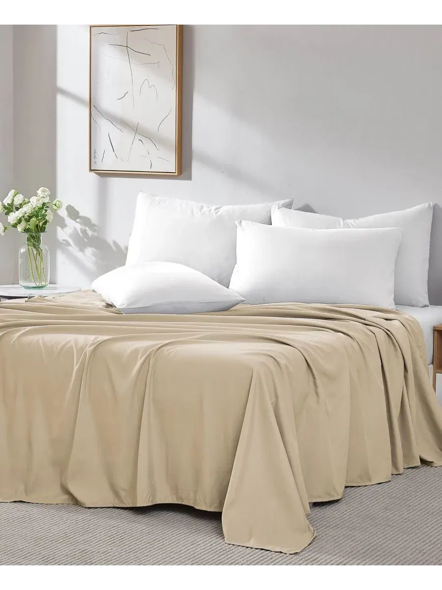 Комплект простыней Vilano Premium Ultra Soft 2-Pack Flat Sheet, Twin XL Southshore Fine Linens — изображение 3 из 5, бежевый