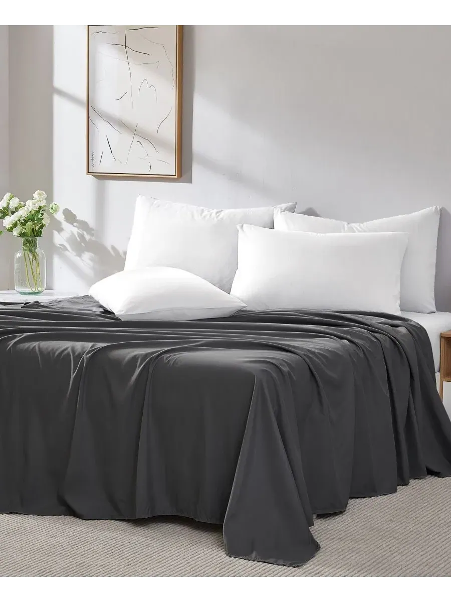 Простыня плоская 2 шт., Twin XL Southshore Fine Linens — изображение 3 из 5, темный серый