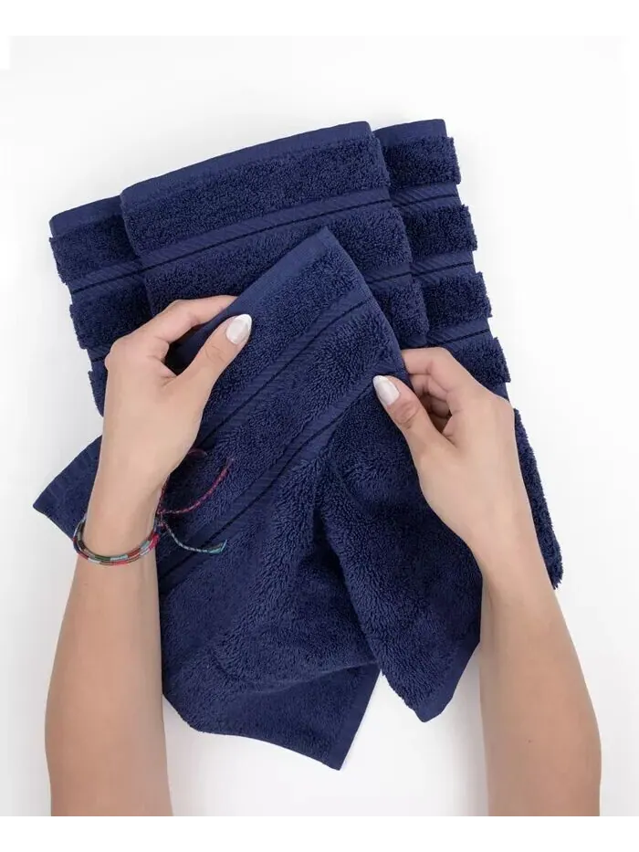 Большое банное полотенце American Soft Linen Edison Luxury из 100% турецкого хлопка — изображение 3 из 5, темно-синий