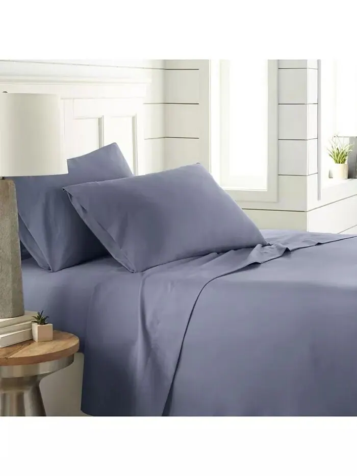 Ультрамягкие комплекты простыней Chic Solids из 4 предметов Southshore Fine Linens — изображение 7 из 8, темно-синий