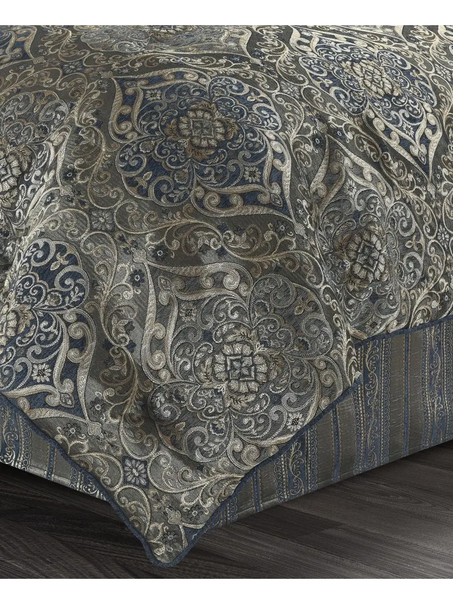 Комплект постельного белья Weston Damask из 4 предметов, размер Queen J Queen New York — изображение 3 из 3, синий