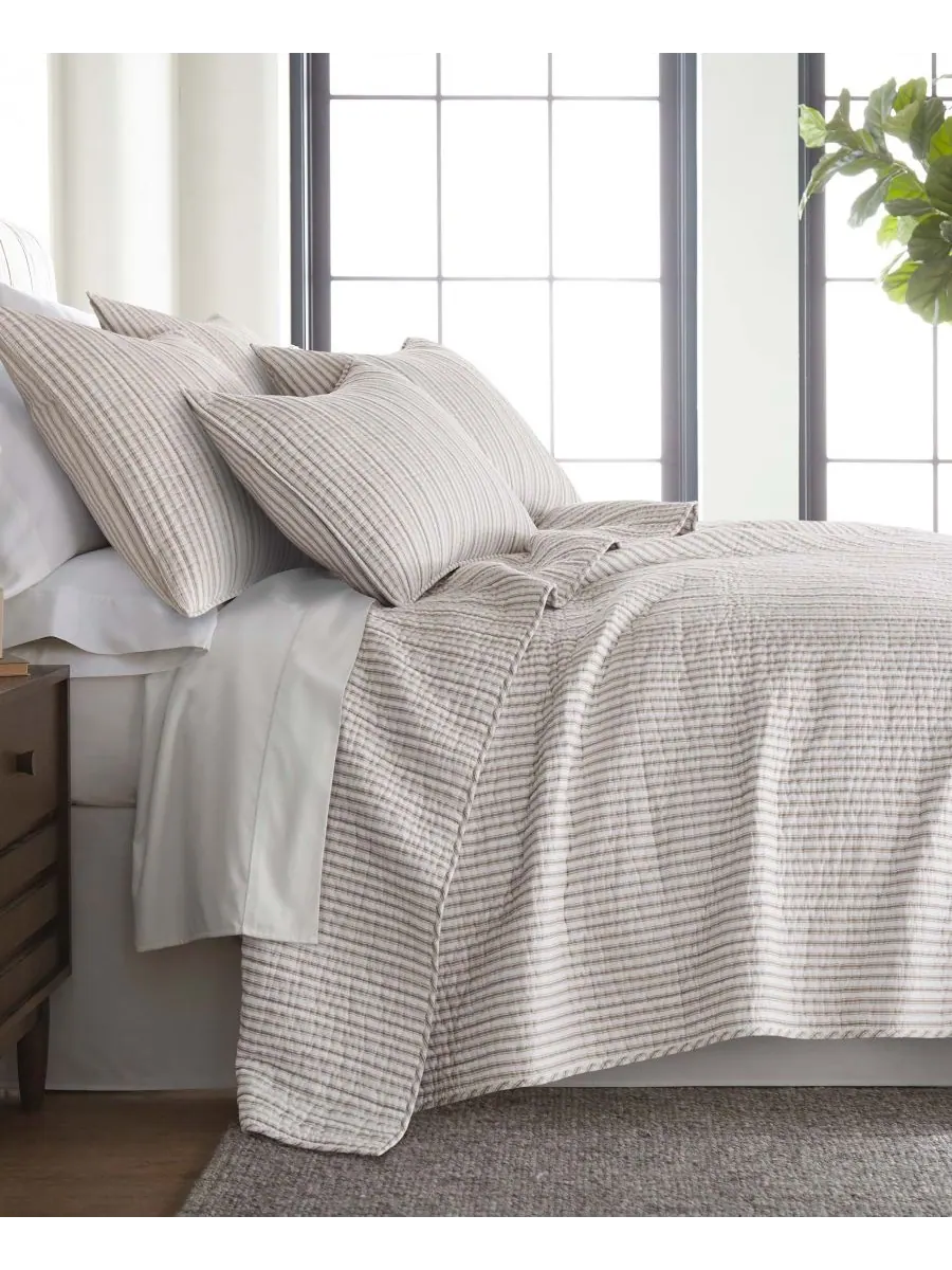 Двусторонний комплект постельного белья Tobago Stripe, 2 предмета, размер Twin/Twin XL Levtex — изображение 2 из 5, тауп