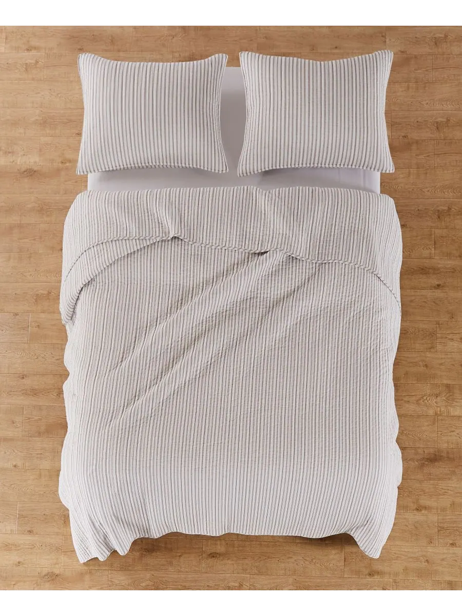 Двусторонний комплект постельного белья Tobago Stripe, 2 предмета, размер Twin/Twin XL Levtex — изображение 5 из 5, тауп