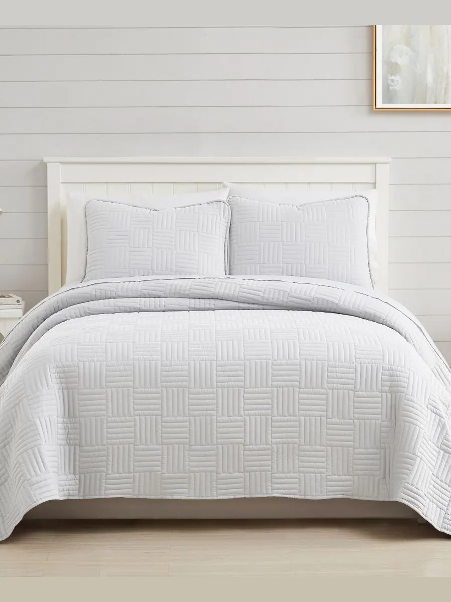 Комплект постельного белья «Клетка» из 3 предметов, размер «Queen» Southshore Fine Linens — изображение 1 из 3, белый