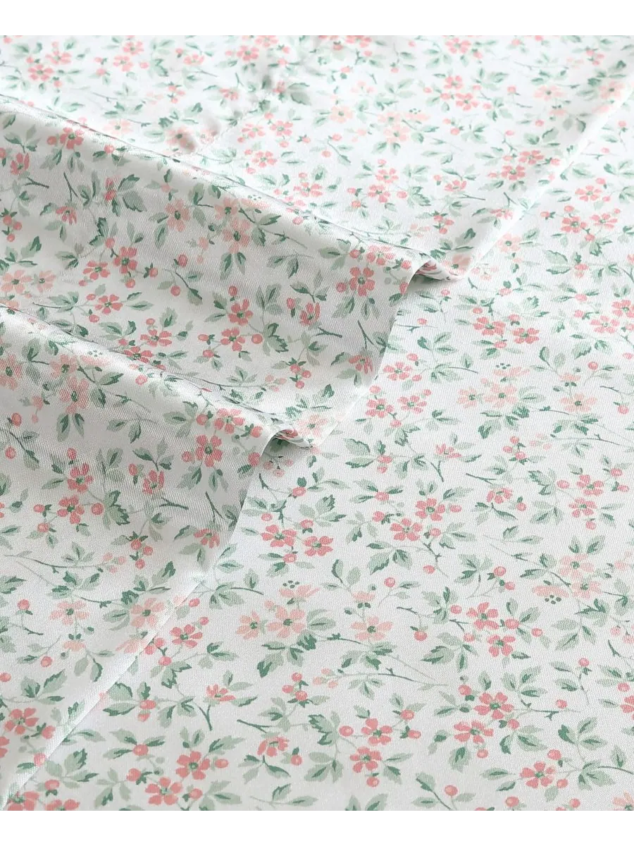 Комплект постельного белья из атласа с принтом, 4 предмета, размер King Laura Ashley — изображение 3 из 5, розовый