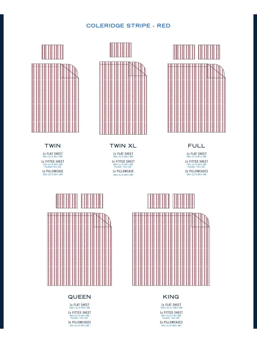 Комплект постельного белья coleridge stripe из хлопкового перкаля, 4 предмета, размер king. Nautica — изображение 3 из 3