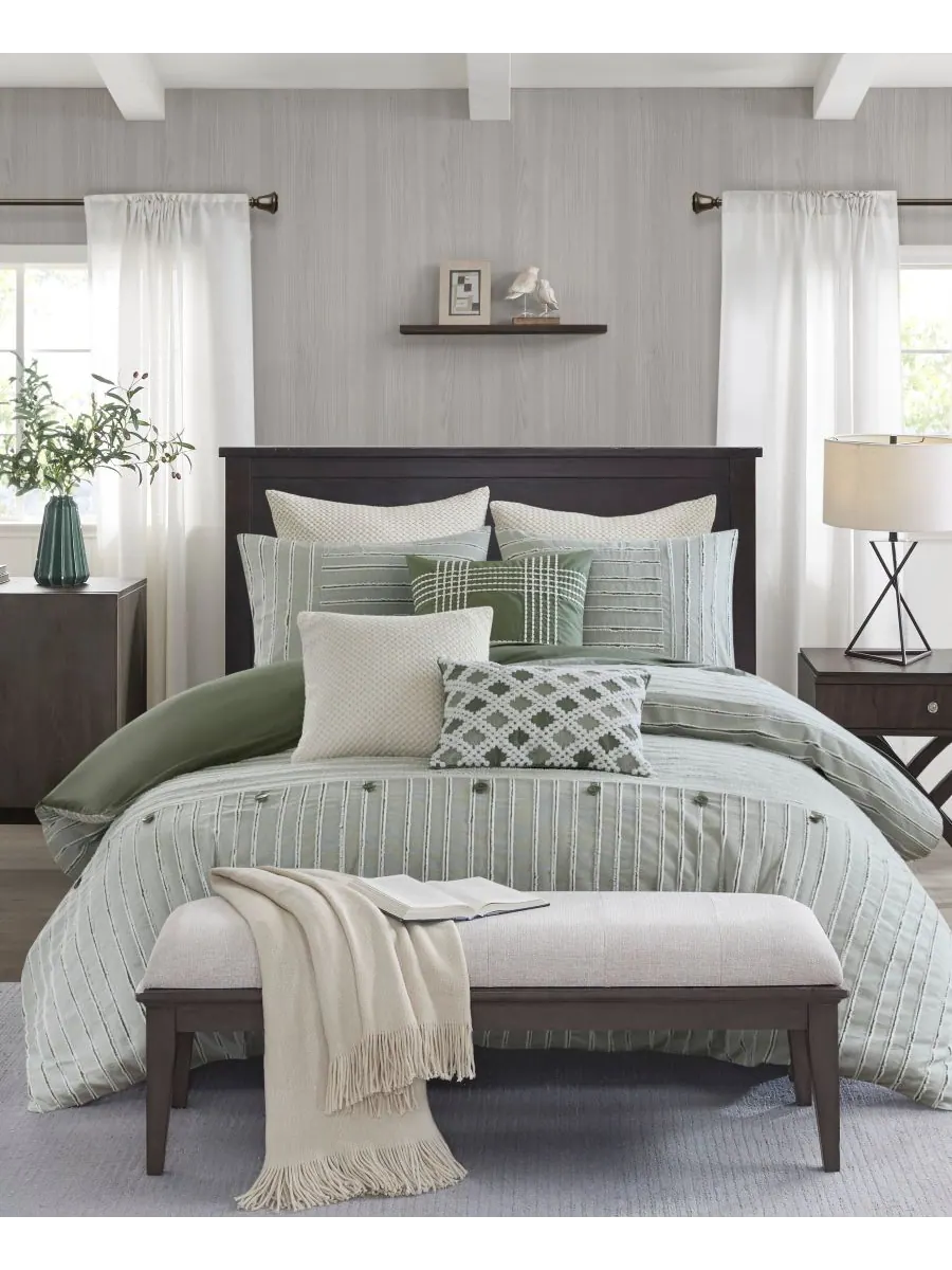 Комплект постельного белья Essence Clipped Jacquard, 9 предметов, размер Queen Madison Park