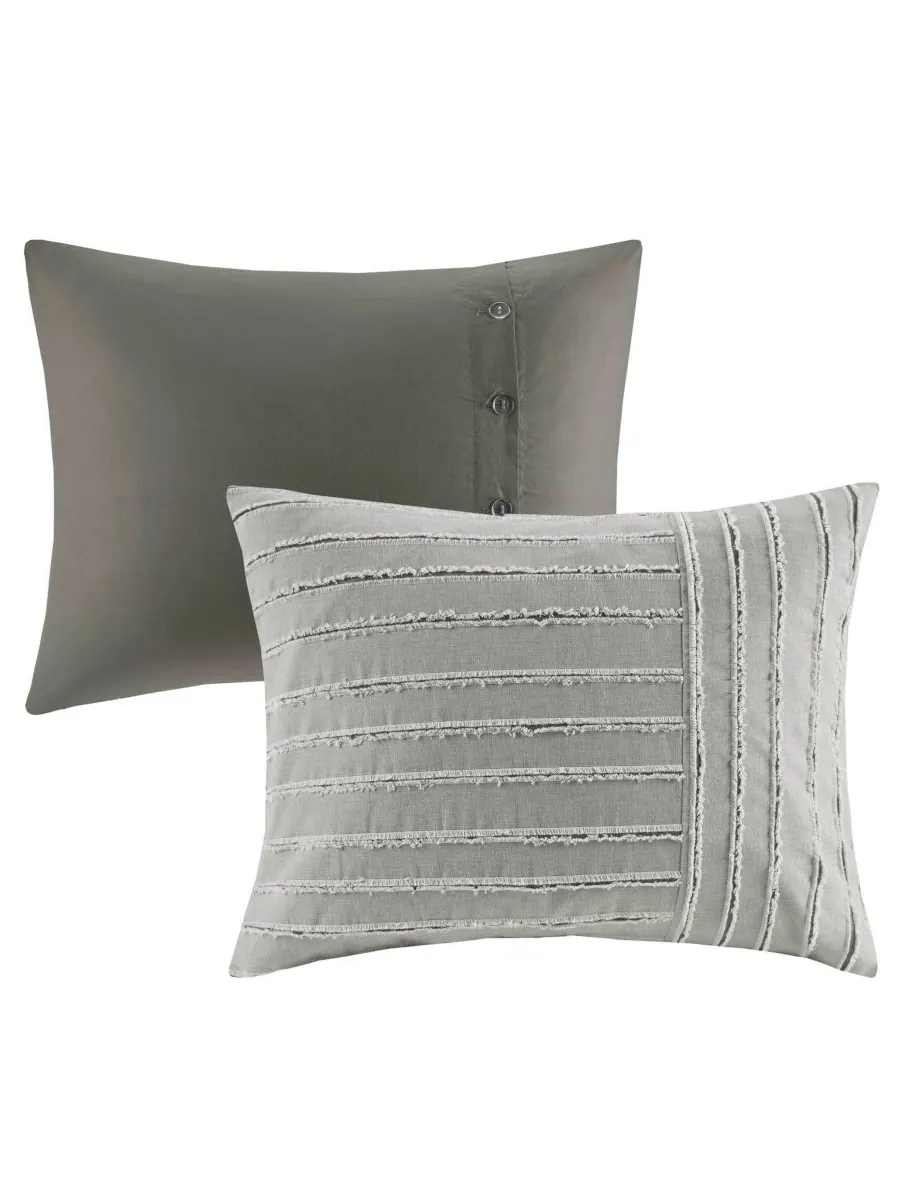 Комплект постельного белья Essence Clipped Jacquard, 9 предметов, размер Queen Madison Park — изображение 4 из 10, серый